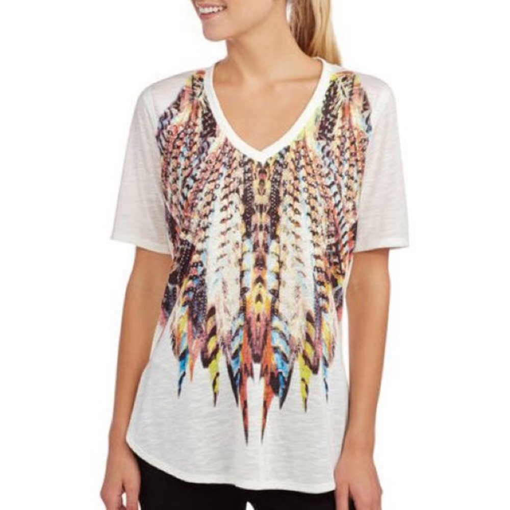 TRU SELF Brand Feather Pattern T-Shirt size 2X